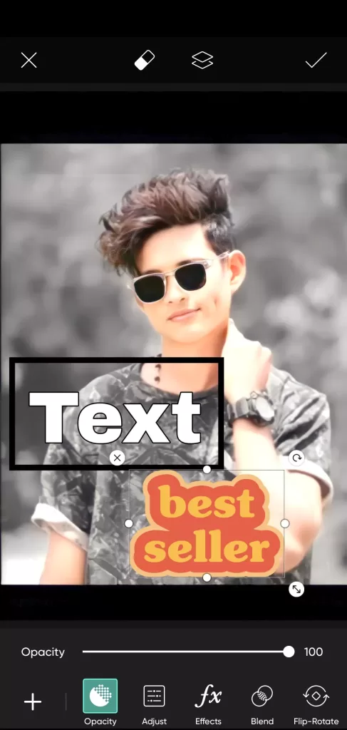 text and sticker overlay